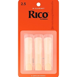 D'Addario RCA0325 Reeds, Rico Clarinet, #2.5, 3-pack